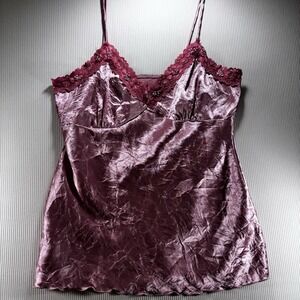 Women's Pink Crinkled Satin Lace Beaded Babydoll Camisole Unbranded Small